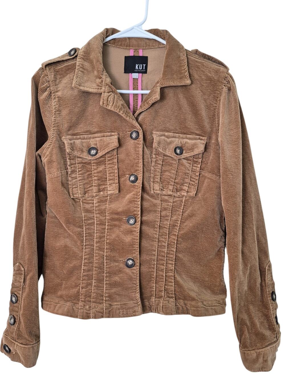 Kut From The Kloth Kyra Jacket Corduroy Jr Sz M Brown Layering Spring Fall Stapl
